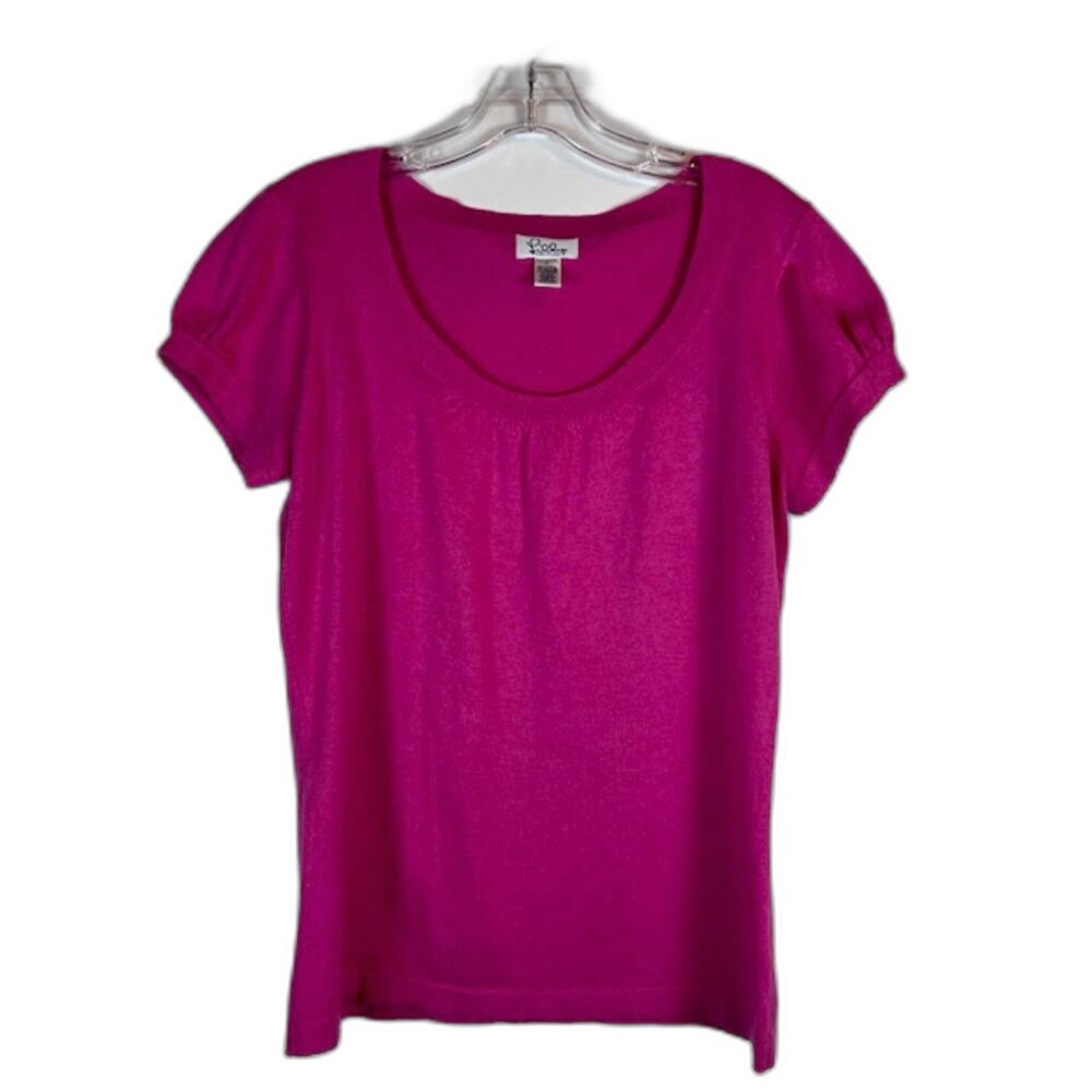 Lilly Pulitzer Pink Cotton Cashmere Silk Short Sleeve Sweater Scoop Neck Medium